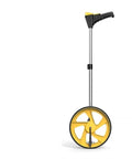 No Sweat Two Pack Foldable Digital Measuring Wheels With Remote Display For Straight Shots And Smooth Curves On Any Job Site Featuring A Rugged Telescopic Pole, side view of measuring wheel.