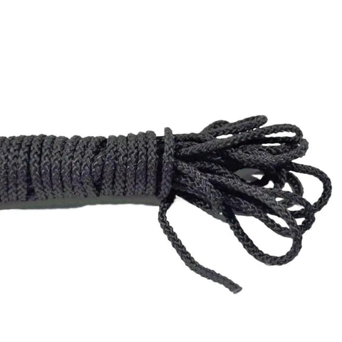Beefy Black Double Braid Nylon Dock Line For Boat Mooring And Anchoring, 200mm Length, 4mm Diameter, coiled on white background