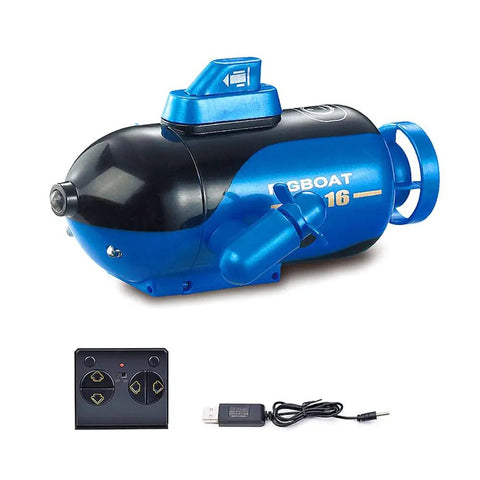 Blue Mini RC Submarine Toy With 4 Channel Remote Control For Forward Dive Backward Surfacing Left Turn Right Turn Yellow Durable Plastic