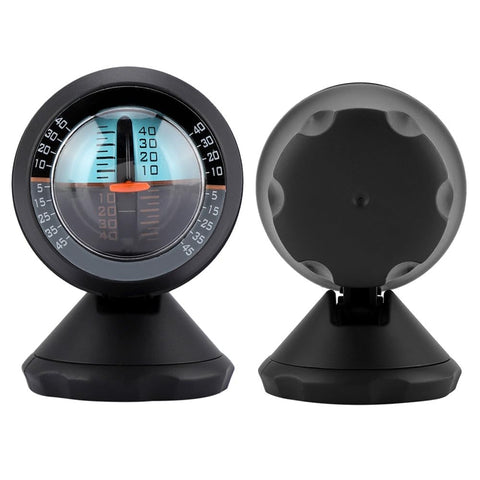 Straight Up Dead On Digital Slope Meter And Vehicle Tilt Gauge with black finish and adhesive base for easy pitch checks.