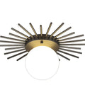 Semi Flush Ceiling Light Fixture 1 Light Brushed Brass Finish With White Glass Shade Cool Modern Look For Bedroom Living Room Kitchen Hallway 40cm 15.6 Inches G9 Socket 110V, showing sputnik design from below.