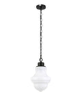 9.13 Inch Wide Pendant Light With Glass Shade In Blackened Bronze And White Milk Glass Diffuser Sleek Modern Ceiling Fixture For Kitchens Islands Small Spaces And A Dope Vibe.