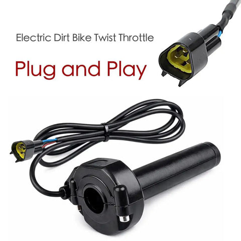 Full Twist Throttle Handle Kit With Male Connector, Rolling Bearing And Cable For IN10 Valtinsu Strike Shadow SX Electric Dirt Bikes, Blue Brown Wire Updated, Plug And Play No Rewiring Required Ready To Install