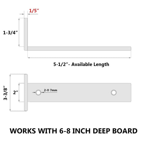 Diagram of Beefy Heavy Duty Floating Shelf Brackets 6 Inch L Shaped Steel Wall Mounts Black Powder Coat Industrial One Fifth Inch