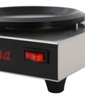 Keep Your Morning Brew Piping Hot With This Rugged Stainless Steel Coffee Warmer Plate Featuring Auto Shut Off And Sturdy Grip Base close up of switch and circular warming area.