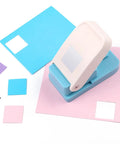 1 Inch Square Hole Punch For Crafting And Scrapbooking with colorful paper squares, Lever Paper Punch For Card Making And DIY Projects