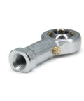 Rod End Bearings With 1/4 Inch Bore And 1/4-28 Female Thread, Spherical Ball Joint, Heavy Duty Steel Body, Hardened Bearing Steel Ball, 13 Degree Misalignment Capability, 7.7 kN Static Load, 4.5 kN Dynamic Load, shown with threaded end