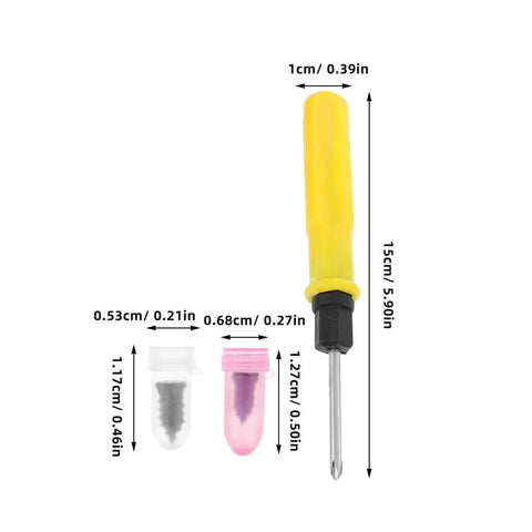 61Pcs Vacuum Tire Repair Nail Kit With Screwdriver For Cars, Motorcycles And Trucks, Pink Rubber Nails, Dimensions Shown