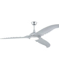 Sleek Eighty Four Inch High Velocity Ceiling Fan With Hardcore One Hundred Watt Motor And Three Patented Blades Serving Killer Chill For Every Room And Patio Hangout, silver three-blade design.