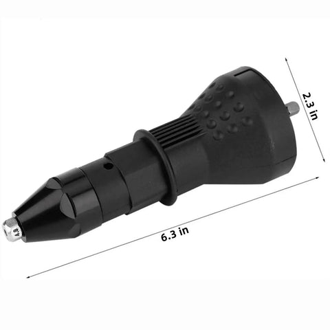 Cordless Rivet Gun Adapter Kit Converts Drill To Rivet Nut Tool, 1/4 Inch Hex Shank, 6.3x2.3 in, Black, with 4.8mm Nozzle