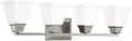 Clifton Heights Bath and Vanity Light in Brushed Nickel Finish, 31.88 Inch Wide Modern Bathroom Fixture with four white glass shades