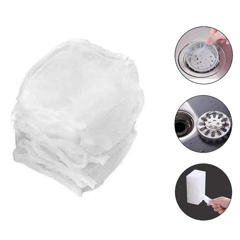 Disposable Kitchen Sink Strainer Mesh Bags 200 Pack Universal Fit for All Drain Strainers Catch Food Waste and Leftovers Easy Cleanup