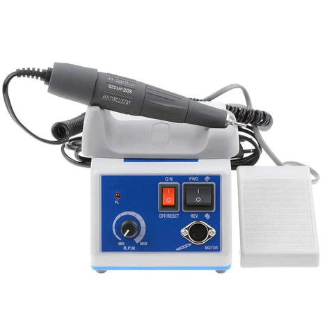 Heavy Duty 35K RPM Micromotor Bench Grinder With Foot Switch Variable Speed Rotary Tool showing control panel and handpiece for precision work.