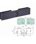 Heavy Duty Glass Shower Hinge 2 Pack Featuring 180 Degree Rotation and Solid Clamp, displaying technical dimensions and design.