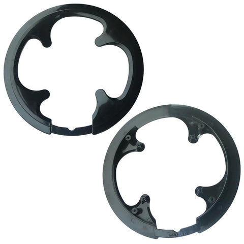 Image of two gray chainring guards for a Bike Chainring Guard 42T Protector Cover For Mountain Bike Crankset Shield.