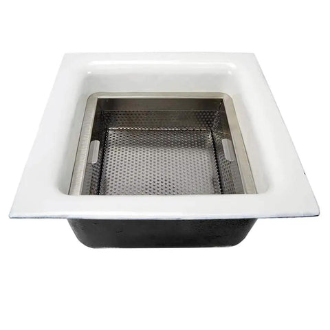 Stainless Steel Commercial Floor Drain Strainer, Heavy Duty 8.5 By 8.5 By 3 Inches, Silver Finish, top view of mesh screen
