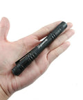 Ultra Compact Led Pen Light With Clip Five Pack Mini Flashlights For Quick Inspections Three Modes shown in hand for scale