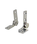 Two 304 stainless steel damping cabinet hinges with mounting plates; non-adjustable torque.