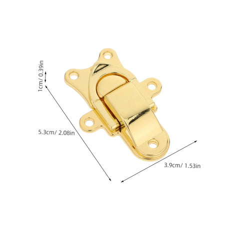 Chic 2 Pcs Antique Golden Zinc Alloy Toggle Lock Buckle For Wooden Jewelry Box And Tool Case With Classic Retro Latch Hardware showing dimension details.