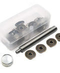 20 Piece Jeans Button Tack Kit With 17mm Metal Snap Fasteners For Jeans Jackets Backpacks And Other Heavy Fabrics Replacement Press Stud Set Includes Handy Storage Box Style Three, shown with storage box and tools