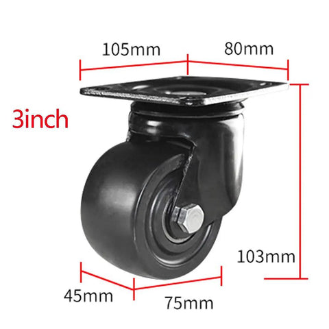 Built Tough Heavy Duty Nylon Caster Wheels Set Of Four Rock Solid Silent Roll Swivel Casters With Smooth Glide Plate Mount for 3-inch caster with steel plate.