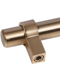 Close-up of Gold Brushed Champagne Bronze Cabinet Handles Set Of Ten Five And One Sixteenth Inch Center To Center Drawer Pulls
