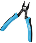 Precision Flush Wire Cutters With Stripping, Slim Diagonal Cutters, featuring 6 inch pliers, blue non slip grip, high-carbon steel