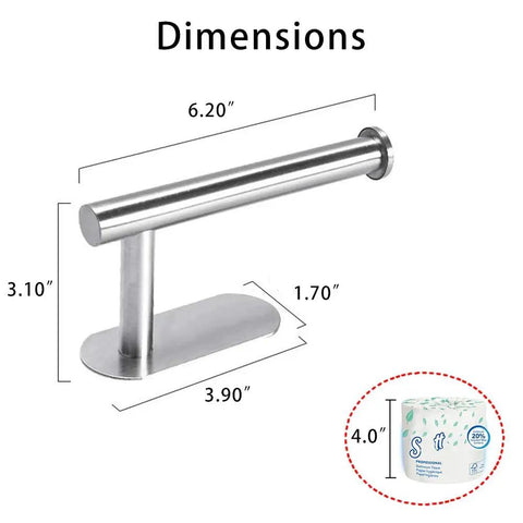 Dimensions of 3M Self Adhesive Toilet Paper Holder No Drilling Wall Mount Stainless Steel 304 Brushed Nickel, 6.2 x 3.1 x 1.7 in