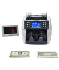 Heavy Duty Cash Money Counter With UV MG IR Counterfeit Detection Multi Currency Bill Sorter For Fast Credit Stacks and Zero Hassle Daily Counting with digital display and bills.