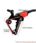 Turn Your Angle Grinder Into A Belt Sander Attachment Kit With A Handy Table Stand, Pipe Brackets, Cast Iron And ABS Parts For Pro Polishing And Grinding On Wood Metal And Stainless Steel (5/8-11 UNC) with dimensions shown