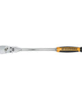 Three-Eighths Inch Drive 90-Tooth Cushion Grip Teardrop Ratchet With Low-Profile Head And Six-Position Flexible Head