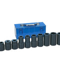 Professional 5 Spline Socket And Wrench Set Featuring 10 SAE Metric Pieces Built Tough For Heavy Duty Truck Upkeep And Street Trusted Auto Repair Gear in a blue toolbox.