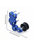 Badass Motorcycle Chain Adjuster With Rear Axle Alignment Tool, Anodized Aluminum Alloy Tensioner For Garage Built Bike Maintenance And Road Ready Performance, Blue Finish, detailed view of dimensions.