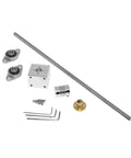 Premium T10 Lead Screw With Nut And Holder Kit For Vertical CNC Machines Featuring 10mm Diameter Ball Threads That Deliver Super Smooth Motion High Efficiency And Zero Stick-Slip Action Perfect For Machining Centers Or DIY Projects. CNC lead screw kit with 10mm rod, nut, holder, bearings and screws