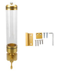 Wall Mounted Transparent Coffee Canister With Gold Trim And Smooth Grip Handle Straight Up Fantastic Dry Food Dispenser with mounting hardware