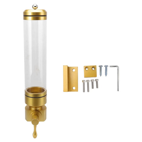 Wall Mounted Transparent Coffee Canister With Gold Trim And Smooth Grip Handle Straight Up Fantastic Dry Food Dispenser with mounting hardware