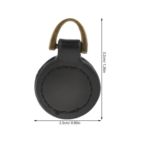 Top Level Black Aluminum Zipper Pull Tabs For Backpacks And Travel Luggage Smooth Glide Heavy Duty Replacement Hardware. Black round pull tab with brass loop.
