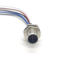 Close-up of Five Pin A Coded M12 Male Connector Cable 0.5 Meter Straight Back Mount Waterproof Unshielded Socket