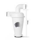 Turbo Cyclone Dust Collector For Vacuum Cleaners with dimensions labelled, industrial woodworking filter and separator