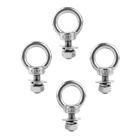 4 Pack 3/8 X 1 Eye Bolts With Nuts Stainless Steel Heavy Duty Eyebolts for rigging and hoisting, includes washers, corrosion resistant.