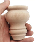 Close-up of single unfinished bun foot from 3 Inch Tall Solid Wood Bun Feet Furniture Legs Set Of 4 Unfinished For Cabinets Sofas Ottomans