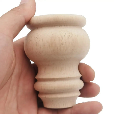 Close-up of single unfinished bun foot from 3 Inch Tall Solid Wood Bun Feet Furniture Legs Set Of 4 Unfinished For Cabinets Sofas Ottomans