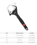 Wide Jaw Adjustable Wrench Set With Soft Grip Handles Includes 6, 8, 10, 12 Inch Sizes Workhorse Drop Forged Cr V Steel display