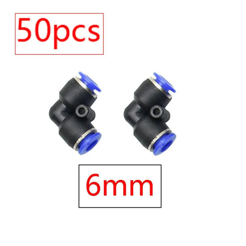 All In One Garden Hose Quick Connect Fittings Set In Orange 25 Or 50 Pack Nylon Brass Adapters For Six And Eight Millimeter Tubing Includes Straight Elbow Tee Plug And Diverter Fittings For Easy Watering, 50pcs 6mm elbow connectors