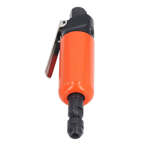 Powerhouse Pneumatic Straight Die Grinder For Smoothing Out Rough Edges And Killing Rust Spot On with orange body and black accents.