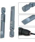 Top Tier Slotted Screwdriver Bits Set With 10 Pieces Featuring Tough S2 Alloy Steel, Magnetic Hold, And 1/4 Inch Hex Shank Perfect For Heavy Duty Drilling And Pro Tool Kits, 1/4 inch S2 steel slotted bits
