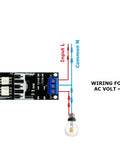 PWM AC Programmable Light Dimmer Module 110V To 220V With Heat Sink wiring diagram showing AC voltage connections to a light bulb.