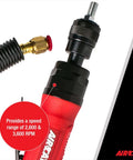 Close-up of Beefy Low Speed Tire Buffer 0.6 HP 2600 RPM with coaxial rear hose and threaded arbor, AIRCAT branding visible