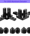 3 Way End Corner Bracket Solid Connectors For 2020 Series 6mm Slot Aluminum Profile Black, shown with included screws.