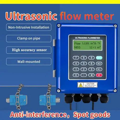 Waterproof Ultrasonic Flow Meter With RS485 IP67, Clamp On Sensor TM 1, DN50 700mm 1.97 27.56in Range, Heavy Duty front view